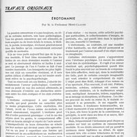 1124 - Page 959 - Partie scientifique. Travaux originaux. Érotomanie, par M. le Professeur Henri Claude