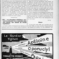 1166 - Page LV-1001 - Correspondance. Questions diverses. Privilège en cas de dernière maladie / Les chirurgiens d’hôpitaux peuvent-ils prétendre à un honoraire pour soins donnés aux blessés du travail hospitalisés ?