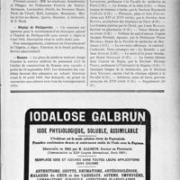 1184 - Page IX-1015 - Dernières nouvelles. Société amicale des médecins alsaciens / Hôpital de Philippeville / Roanne / Naissance / Aesculape