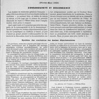 1208 - Page 1041 - Partie scientifique. L’actualité scientifique. Les Congrès. XVe Session de l'Assemblée Française de médecine générale (Février-Mars 1935). Consanguinité et descendance. Synthèse des conclusions des Assises départementales