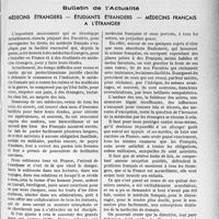 1216 - Page 1049 - Partie professionnelle. Bulletin de l'Actualité. Médecins étrangers — Étudiants étrangers — Médecins Français à l'étranger