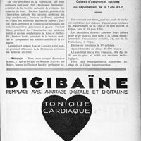 1262 - Page IX-1091 - Dernières nouvelles. Fédération nationale des Médecins du front / Nécrologie [Madame Baudry] / Caisses d’assurances sociales du département de la Côte d'Or
