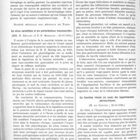 1293 - Page 1122 - Partie scientifique. L'actualité scientifique. Les sociétés savantes. Paris. Société de chirurgie. Septicémie grave à staphylocoque guérie par le bactériophage intraveineux, (16-1-1935) / Société médicale des hôpitaux de Paris. Le sinus carotidien et les perturbations tensionnelles, (23-11-1934) / Hémoptysie terminée par un œdème aigu du poumon, (16-11-1934) / La fonction rénale au cours des hypertensions paroxystiques, (23-11-1934)