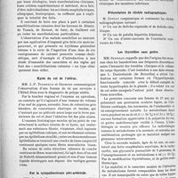1295 - Page 1124 - Partie scientifique. L'actualité scientifique. Les sociétés savantes. Toulouse. Les sensibilisations tissulaires. Revêtement cutané / Kyste du col de l’utérus / Sur la sympathectomie péri-artérielle / Présentation de clichés radio graphiques / Les thyroïdies sans goitre