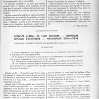 1378 - Page 1203 - Partie professionnelle. Bulletin de l’Actualité. Accidentés du travail hospitalisés — Secret professionnel. — Honoraires pour certificats. Le cahier de revendications du Français moyen / Exercice illégal de l'art dentaire - Complicité diplôme d’université — Nationalité étrangère