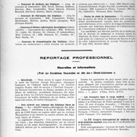 1391 - Page 1216 - Partie professionnelle. Hôpitaux de l’assistance publique de Paris. Enseignement, concours, avis divers / Reportage professionnel. Nouvelles et Informations, (Voir les Dernières Nouvelle en tête des " Demi-Colonnes "). Nécrologie [Docteurs Joseph Récamier, Auguste Marie, Champetier] / Prix réservé aux internes des hôpitaux libres de France / Les étrangers dans le corps médical / Le XXe Congrès international de médecine légale et de médecine mentale