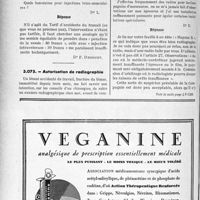 1419 - Page 1240-XIV - Correspondance. Application du tarif des accidents du travail. Injections intra-cardiaque / Autorisation de radiographie