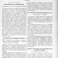 1448 - Page 1255 - Partie scientifique. L’actualité scientifique. Les Sociétés Savantes. Paris. Académie de médecin. La suette miliaire dans le Montmorillonnais, (26-2-1935) / Action dépilatoire d’une pommade à la folliculine, (12-3-1935) / Sur la question de l'avortement légal en U. R. S. S, (12-3-1935) / Injections sous-cutanées d’eau physiologique contre les morsures de vipères, (19-3-1935)