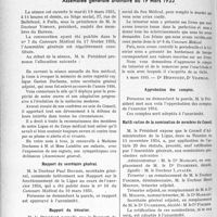 1497 - Page 1282 - Partie professionnelle. Ligue médicale de défense professionnelle, « Le Sou Médical ». Assemblée générale ordinaire du 19 mars 1935