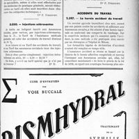 1504 - Page LV-1285 - Correspondance. Application du tarif des accidents du travail. Autorisation de radiographie / Injections sclérosantes / Accidents du travail. La hernie accident du travail