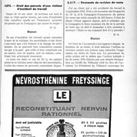 1506 - Page LVII-1287 - Correspondance. Accidents du travail. La hernie accident du travail / Droit des parents d’une victime d’accident du travail / Demande de révision de rente
