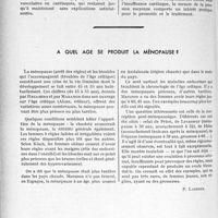 1545 - Page 1322 - Partie scientifique. Travaux originaux. Pression intra-artérielle et pression moyenne, par le Docteur René Giroux. Pression moyenne / A quel âge se produit la ménopause ? [P. Lacroix]