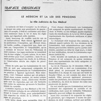 1554 - Page 1331 - Partie professionnelle. Travaux originaux. Le médecin et la loi des pensions. Le rôle Judiciaire du Sou Médical. Institution du contrôle / Critiques d’ordre judiciaire