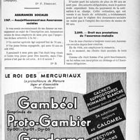 1572 - Page XXXIX-1349 - Correspondance. Application du tarif des accidents du travail. Pansement d’une brûlure qualifiée « flambée » / Assurances sociales. Assujettissement aux Assurances sociales / Droit aux prestations de l’assurance-maladie