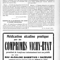1594 - Page XIII-1367 - A travers l’officiel. Réponses des Ministres aux questions des parlementaires. Assurances sociales. Conditions à remplir pour pouvoir bénéficier des prestations de l’assurance- maladie / Exploitation par un non-pharmacien d’une marque de spécialité pharmaceutique