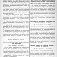 1615 - Page 1388 - Partie scientifique. L’actualité scientifique. Les Sociétés Savantes. Paris. Société médicale des hôpitaux de Paris. Hypertension et néphrites, (23-11-1934) / Société de médecine de Paris. Les erreurs auxquelles donnent lieu la lombalisation et la sacralisation, (24-11-1934) / Délire onirique avec agitation confuse consécutif à l’injection de venin de cobra. Mort au sixième jour, (24-11-1934) / Les poumons de l’asthmatique : fréquence et grave erreur d’interprétation des clichés, (24-11-1934) / Traitement préventif de l’infection puerpérale ; résultats du laboratoire, (24-11-1934)