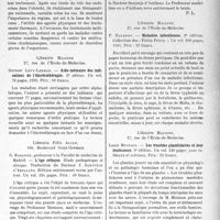 1620 - Page 1393 - Partie scientifique. L’actualité scientifique. Les Livres. Le livre de l’obèse, par Docteurs Henri et Maurice Feuillade, Éditions Maloine / Aide-mémoire des indications de l’électrothérapie, par Docteur Lévy-Lebhar, Librairie Maloine 1935 / L’âge critique, par G. Maranon, Librairie Félix Alcan, Traduction du Docteur J. Sanjurjo d’Arellano / Maladies infectieuses, par P. Halbron, Librairie Maloine, 1935 / Les troubles glandulaires et leur traitement, par Louis Moinson, Librairie Maloine