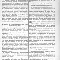 1626 - Page 1399 - Partie professionnelle, Hygiène, Assistance, Mutualité, Intérêts corporatifs, Variétés. Assurances sociales. La signature de l’acquit des honoraires non payés. La signature de l’acquit d’honoraires non perçus constitue-t-elle un faux ? / Cette signature de l’acquit constitue-t-elle une imprudence préjudiciable aux médecins ? / Signature de l’acquit pour honoraires inférieurs au tarif de responsabilité