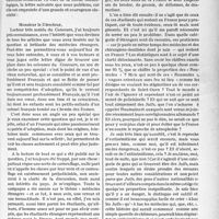 1642 - Page 1415 - Partie professionnelle, Hygiène, Assistance, Mutualité, Intérêts corporatifs, Variétés. La question des médecins étrangers. Le point de vue d’un vieux naturalisé