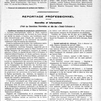 1726 - Page 1495 - Partie professionnelle. Hôpitaux de l’assistance publique de Paris. Enseignement, concours, avis divers / Reportage professionnel. Nouvelles et Informations, (Voir les Dernières Nouvelles en tête des «Demi-Colonnes »). Conférence maritime de prophylaxie antivénérienne / Société nationale de chirurgie