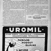 1738 - Page LXXIII-1507 - Correspondance. Questions diverses. Les uniprix de la médecine. Les consultations de nourrissons / Aide bénévole. Accident. Responsabilité