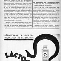 1751 - Page 1516-X - A travers l’officiel. Accidents du travail / Réponses des ministres aux questions des parlementaires. Fixation des Tarifs des établissements hospitaliers / Un établissement libre d’enseignement supérieur dentaire a le droit de recevoir des honoraires de malades non privés de ressources