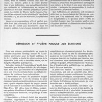 1796 - Page 1559 - Partie professionnelle. Hygiène et prophylaxie. Ce qui semble le mieux est parfois l’ennemi du bien. L’hospitalisme du nourrisson peut résulter du maintien prolongé de l’élevage en commun, d’après le Professeur L. Caussade. Pour prévenir l'hospitalisme / Dépression et hygiène publique aux États-Unis