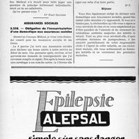 1809 - Page 1570-LX - Correspondance. Questions diverses. Sages-femmes et avortement / assurances sociales. Obligation de l’immatriculation d’une domestique aux assurances sociales