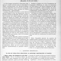 1870 - Page 1609 - Partie scientifique. L'actualité scientifique. Les Congrès. VIII° congrès national de la tuberculose, (Marseille, 15-18 avril 1935). Question biologique. Le rôle de l’ultra-virus tuberculeux en pathologie expérimentale et humaine