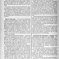 1875 - Page 1612 - Partie scientifique. L'actualité scientifique. Les Congrès. VIII° congrès national de la tuberculose, (Marseille, 15-18 avril 1935). Discussion. Sur l’ultra-virus tuberculeux. — M. Pinoy / Rôle de l'ultra-virus. — M. Cassoute / Signification des tuberculoses « à mininiâ » et des micro-cultures par rapport au virus filtrable. M. Paul Courmont