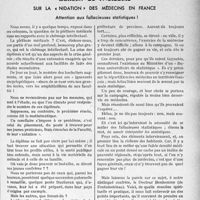 1888 - Page 1617 - Partie professionnelle. Bulletin de l’Actualité. Sur la « nidation » des médecins en France. Attention aux fallacieuses statistiques !