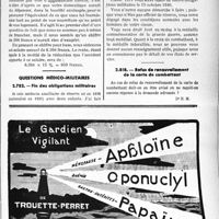 1932 - Page LXVII-1645 - Correspondance. Accidents du travail. Demi-salaire d’une bonne accidentée du travail / Questions médico-militaires. Fin des obligations militaires / Refus de renouvellement de la carte de combattant