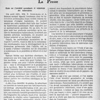 1968 - Page 1677 - Partie scientifique. L'actualité scientifique. La Presse. Étude sur l’hérédité ascendante et collatérale des tuberculeux [(La Pratique Médicale Française, janvier 1935-B)]