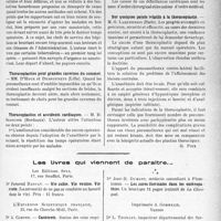 1976 - Page 1685 - Partie scientifique. L'actualité scientifique. Les Congrès. VIIIe congrès national de la tuberculose, (Marseille, 15-18 avril 1935), (Suite et fin). Question clinique. Les conditions de succès de la chirurgie pulmonaire. — M. Étienne Bernard / Thoracoplasties pour grandes cavernes du sommet. — MM. Dr Hour et Desbonnets / Thoracoplasties et accidents cardiaques. — M. H. Secousse / Sur quelques points relatifs à la thoracoplastie. — M. G. Lardennois / Les livres qui viennent de paraître…