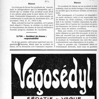 1997 - Page 1706-LVI - Correspondance. Accidents du travail. Point de départ du demi-salaire / Accident de chasse ; responsabilité