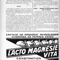 1999 - Page 1708-LVIII - Correspondance. Accidents du travail. Calcul du demi-salaire d'un ouvrier agricole / Maladie professionnelle causée par le ciment