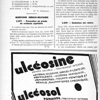 2003 - Page 1712-LXII - Correspondance. Application du tarif des accidents du travail. Adénoïdectomie et amydalectomie / Questions médico-militaires. Promotion au grade de médecin capitaine / Radiation des cadres