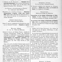 2060 - Page 1749 - Partie scientifique. Travaux originaux. Les Livres. Les livres qui viennent de paraître… / Influence des variations météorologiques sur l’organisme Comment y remédier, par Docteur G. Giraud, Maloine, éditeur, Paris / Les lavages de la plèvre, par Docteur Pierre Weiller, Masson et Cie, éditeur, Paris / Racine, par Thierry Maulnier, Éditions A. Redier
