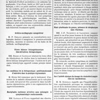2147 - Page 1816 - Partie scientifique. L'actualité scientifique. Presse. Pyélographie par voie intraveineuse dans les pyélites de la grossesse. Société de médecine militaire, Séance du 14 mars 1935. Trois cas de syndrome adiposo-génital / Artério-oscillographe enregistreur / Fièvre bilieuse hémoglobinurique Considérations thérapeutiques / Les conditions de la thérapeutique antirhumatismale d’entretien dans la pratique régimentaire / Encéphalite ourlienne primitive sans méningite à symptomatologie confusionnelle / Toulouse. Société de médecine, chirurgie et pharmacie. La physiothérapie dans les ostéo-arthrites gonococciques / Plaie pénétrante du genou, présence de streptocoques sans réactions / Sur l’intérêt clinique du dosage du cholestérol sanguin chez les basedowiens
