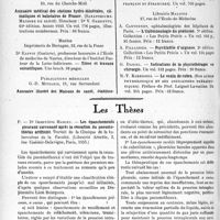 2153 - Page 1822 - Partie scientifique. L'actualité scientifique. Les Livres. Les livres qui viennent de paraître… / Les Thèses. Les épanchements pleuraux survenant après la cessation du pneumothorax artificiel, par Dr Geneviève Mahieu, (Librairie Arnette, Paris, 1935)