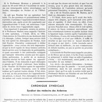 2166 - Page 1835 - Partie professionnelle. Les salons. Histoire de la chirurgie / Chronique syndicale. Syndicat des médecins des Ardennes. Réunion du Conseil d’administration, du 1er mars 1935