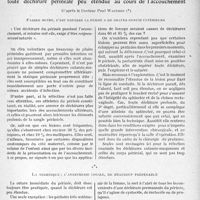 2210 - Page 1875 - Partie scientifique. Travaux originaux. La clinique obstétricale au goût du jour. Il est indispensable de suturer aussitôt toute déchirure périnéale peu étendue au cours de l'accouchement, d’après le Docteur Paul Walther. Passer outre, c’est exposer la femme à de graves ennuis ultérieurs / La technique ; l’anesthésie locale, de beaucoup préférable