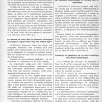 2213 - Page 1878 - Partie scientifique. L'actualité scientifique. La Presse. Les foyers congestifs rapidement curables dans la tuberculose pulmonaire [(La Clinique, mars 1935 A)] / La méthode de choix dans le traitement chirurgical du prolapsus vagino-utérin total des femmes âgées [(L’Algérie médicale, février 1935)] / Les injections intraveineuses de charbon dans les septicémies [(Jour. des Sc. Med. de Lille, 3 mars 1935)] / Traitement du paludisme par uri dérivé acridinique et un dérivé quinoléinique [(Bull. Soc. Path. Exotique, 12 décembre 1931)]