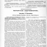 2235 - Page 1900 - Partie professionnelle. Hôpitaux de l’assistance publique de Paris. Enseignement, concours, avis divers / Reportage professionnel. Nouvelles et Informations. Premier Congrès de l’Association pour l’étude des radiations solaires, terrestres et cosmiques et de leurs effets biologiques et pathologiques / VIIe Congrès international de thalassothérapie