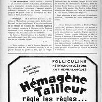 2259 - Page 1922-XII - Dernières nouvelles. Faculté de médecine de Bordeaux / Cité universitaire / Nécrologie [Docteur Marcombes, Fille du Docteur Dequidt, Mme Georges Huber, Docteur William Dubreuilh]