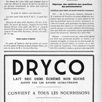 2260 - Page XIII-1923 - A travers l’officiel. Service de santé militaire / Asiles publics d’aliénés / Lutte antituberculeuse / Réponses des ministres aux questions des parlementaires. Conditions pour radier un assuré social de l’assurance