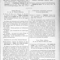 2346 - Page 2003 - Partie scientifique. L'actualité scientifique. Les Livres. Les livres qui viennent de paraître… / Études d’hydrologie clinique sur les maladies des reins, par D. Porge, E. Roux, J. -J. Sérane, G. Siguret, A. Versepuy et A. Roux, Librairie Maloine / Études sur le Cœur, la circulation et Royat, par Docteur Romeuf, Imprimerie 15, Clermont-Ferrand / Cauterets, par Docteur A. Corone, L'expansion scientifique Française / Les ruptures de l’urètre, par G. Lepoutre et F. Stobbaerts, Vigot Frères, éditeurs, Paris