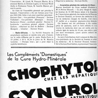 2385 - Page 2038 - Dernières nouvelles. Le banquet de l’Association des anciens élèves de l’Institut d’hygiène de Paris / Radio-diffusion / Syndicat des médecins de la Seine et des communes limitrophes / Association générale des médecins de France