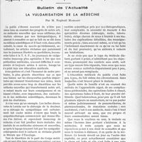2416 - Page 2069 - Partie professionnelle. Bulletin de l'Actualité. La vulgarisation de la médecine, par M. Raphaël Massart