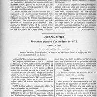 2419 - Page 2072 - Partie professionnelle. Bulletin de l'Actualité. Lamentation sur le salariat médical / Jurisprudence. Révocation brusquée d’un médecin des P. T. T [Dr Paul Boudin]